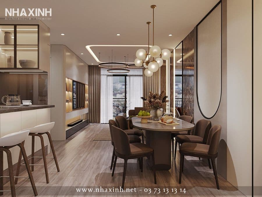 bộ bàn ăn đặt khu vực bếp