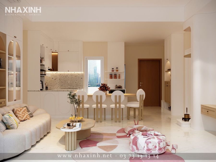 Thiết Kế Nội Thất Căn Hộ Masteri Thảo Điền Thủ Đức - khách bếp